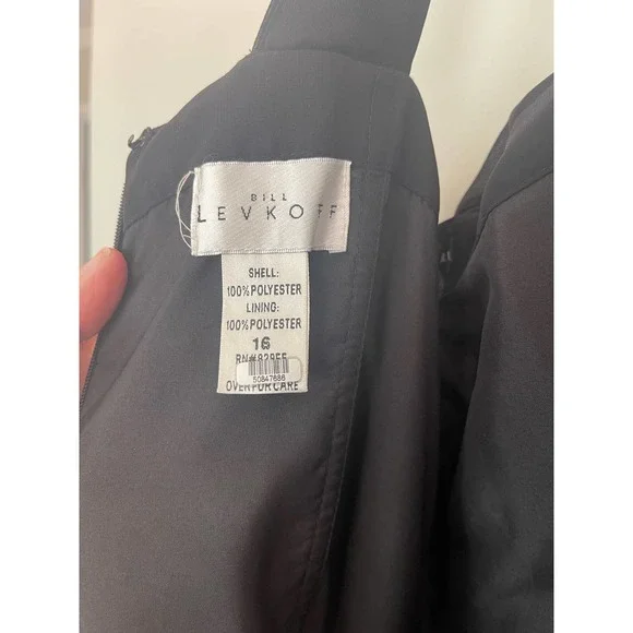 Bill Levkoff Leighton Formal Dress Black Chiffon Halter A-line Princess Size 16 - Picture 12 of 16